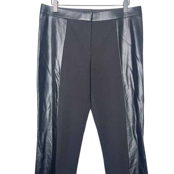 Tory Burch Pants Womens Medium Faux Leather Panels Black Ankle Zip Work Casual - Picture 2 of 13
